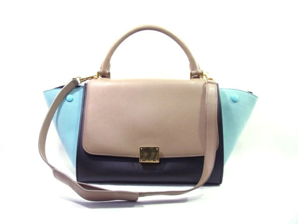 Celine Trapeze Shoulder Bag Calfskin Suede Tricolor